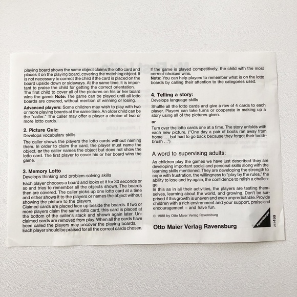 VTG 1988 Ravensburger MY FIRST LOTTO Game Complete With Plastic Tray Insert - Picture 8 of 9